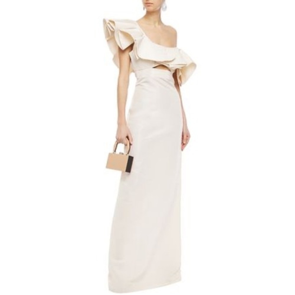 Johanna Ortiz Cream One Shoulder Dress